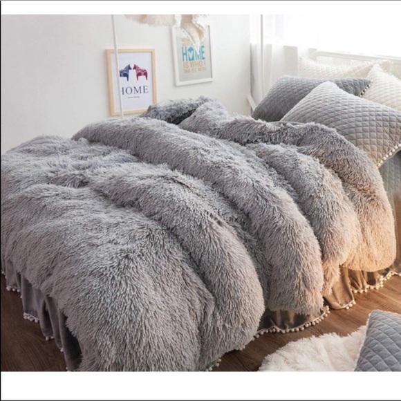 🎀King Velvet Faux Fur Duvet Cover Zipper New 🎀